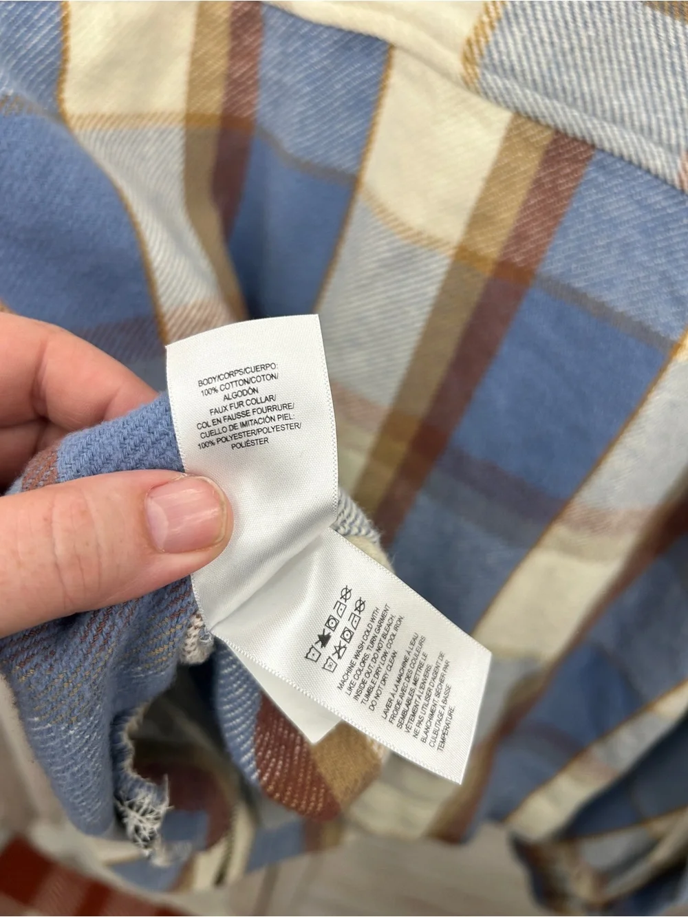 Lucky Brand Blue Plaid Sherpa Collar Zip Jacket Size Medium